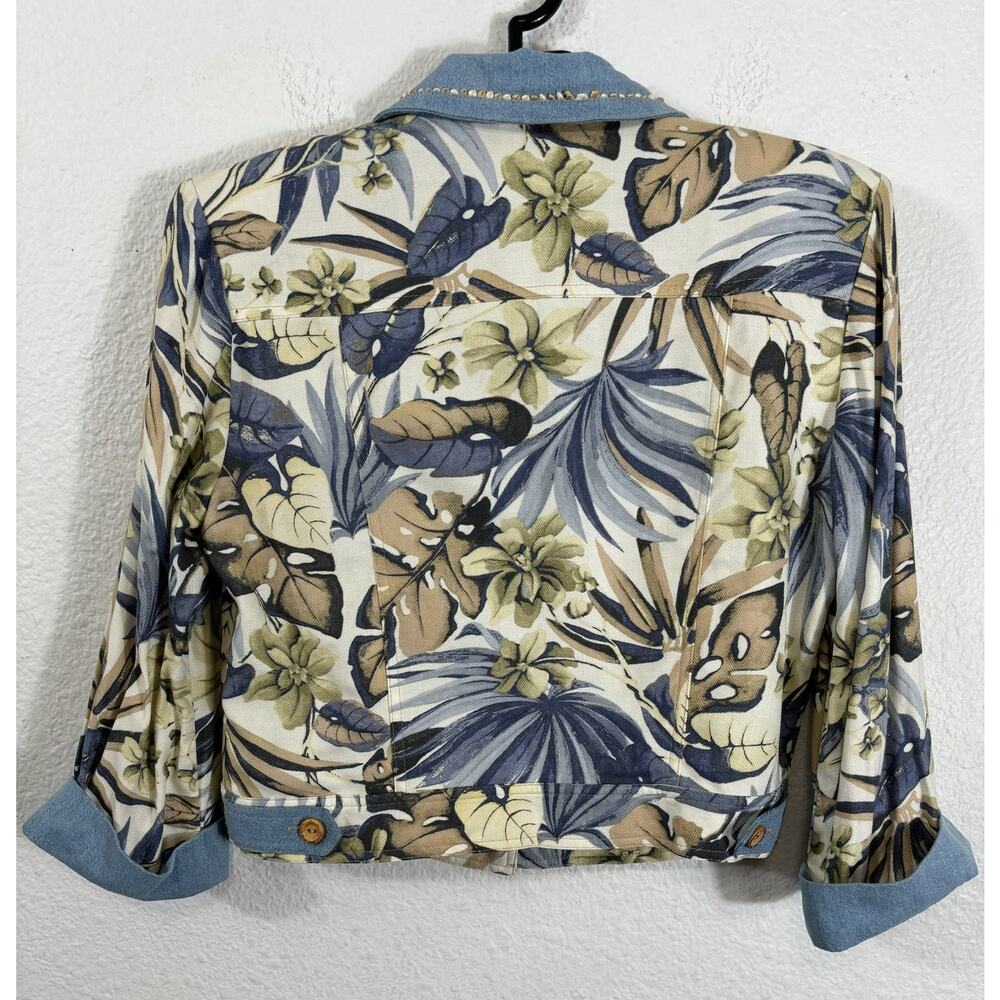 Vintage Christina Hope Cropped Jacket Size 6 Floral Multicolor 3/4 Sleeve Cotton - Picture 9 of 10